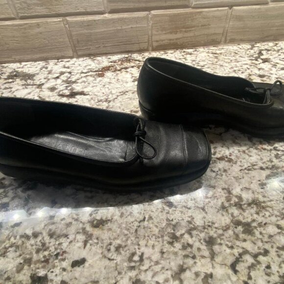CHANEL Black leather Shoes Women Size 36.5 Euro (6.5 US) Wedge Slip on - Picture 4 of 5